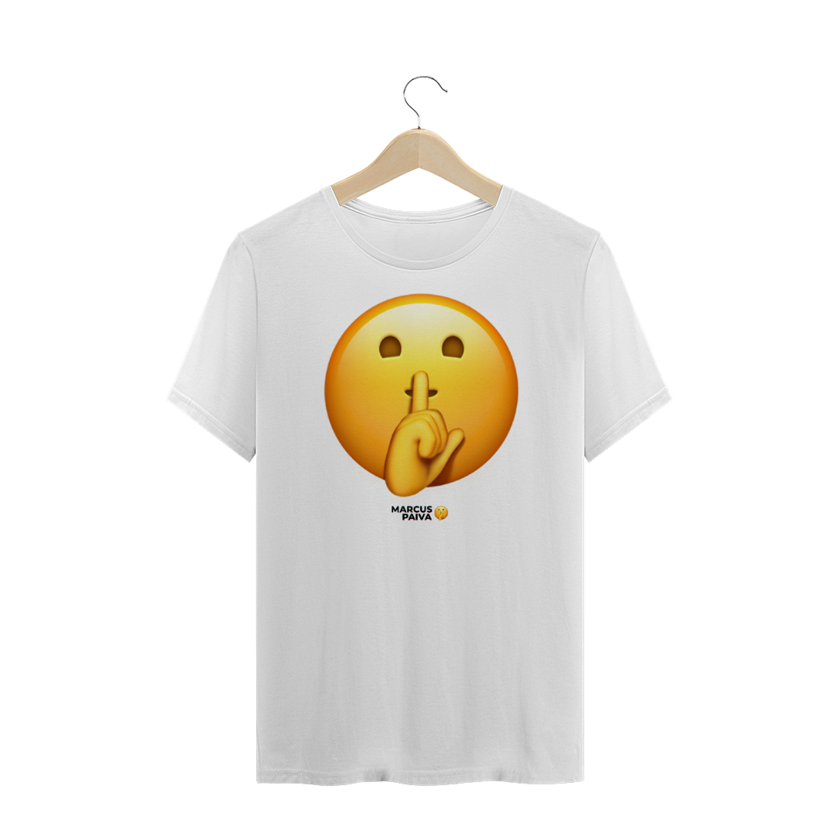 Nome do produto: Camiseta Emoji Shhh Plus Size.