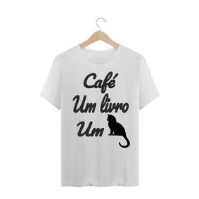 Blusa  Café, um livro, um gato