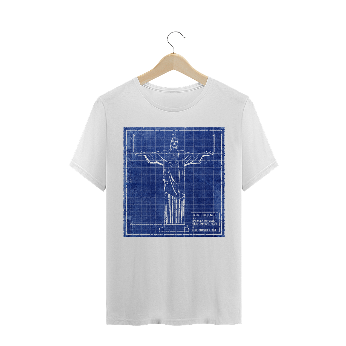 Nome do produto: Camiseta Masculina Cristo Redentor blueprint