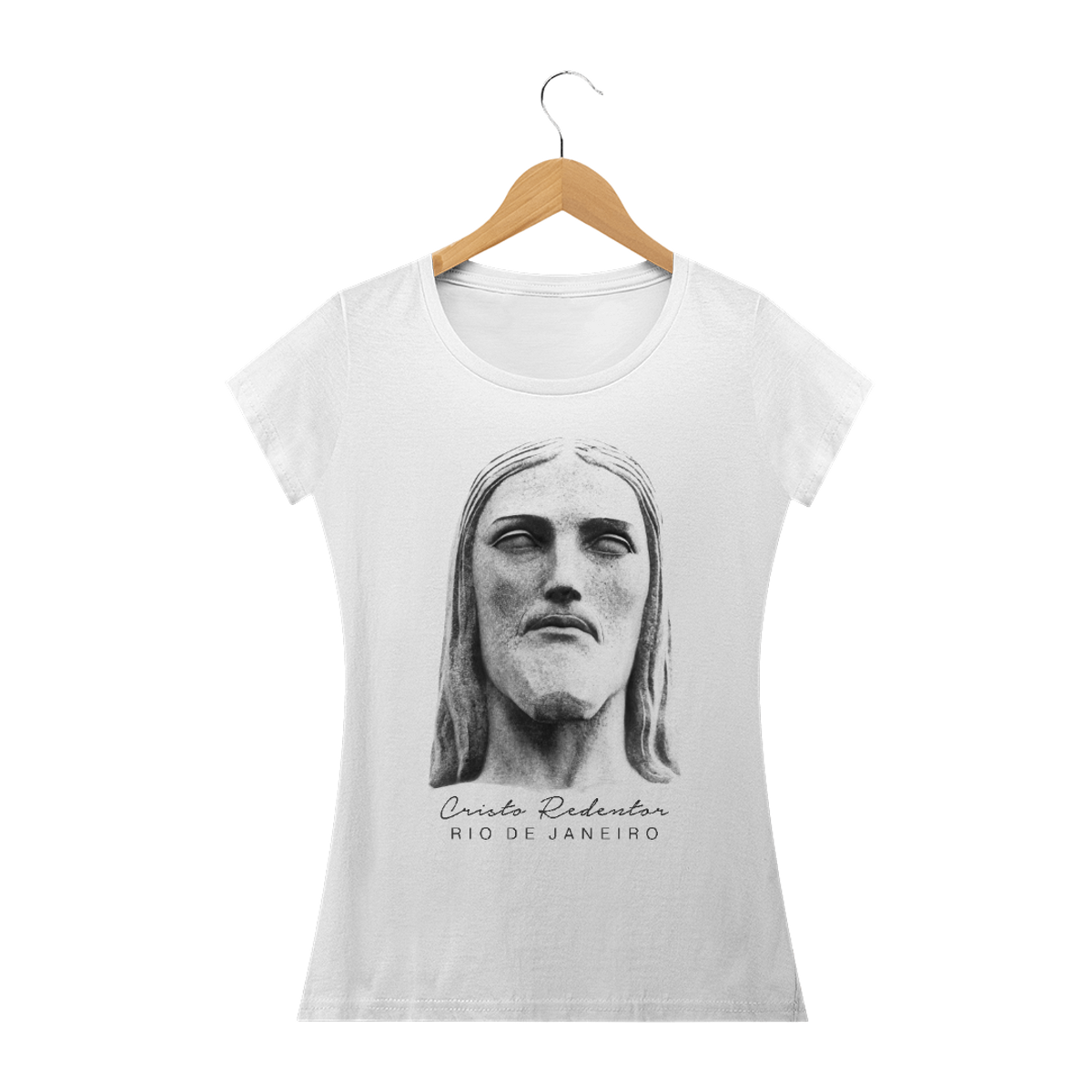 Nome do produto: Camiseta Feminina Cristo Redentor rosto 2