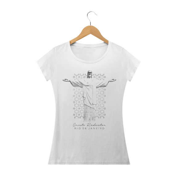 Camiseta Feminina Cristo Redentor braços abertos calçadão Ipanema