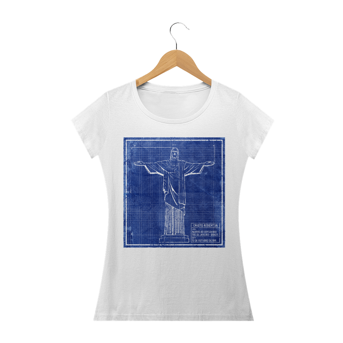 Nome do produto: Camiseta Feminina Cristo Redentor blueprint
