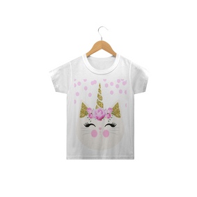 Camiseta infantil gato unicórnio