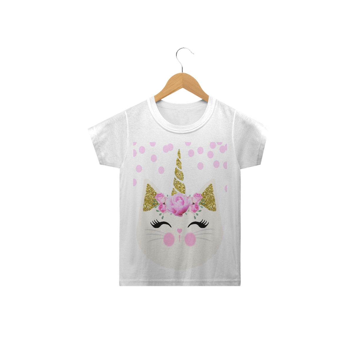 Nome do produto: Camiseta infantil gato unicórnio