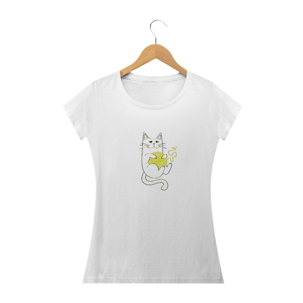 Nome do produtoCamiseta Feminina Prime | Gatinho Artesão Amarelo