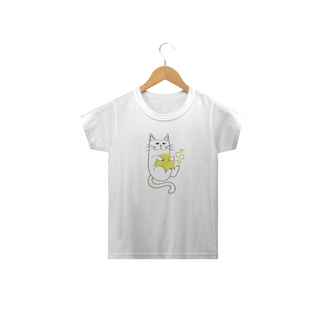 Camiseta Infantil | Gatinho Artesão Amarelo