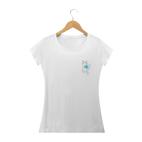 Camiseta Feminina Prime | Gatinho Artesão Azul 02