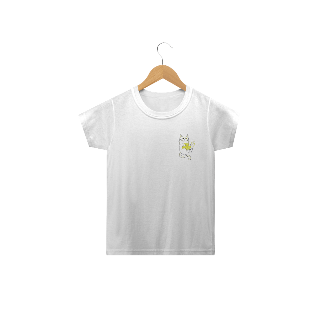 Nome do produtoCamiseta Infantil | Gatinho Artesão Amarelo 02