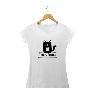 Camiseta Feminina Prime | Cat and Coffee Black