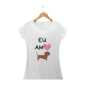 Camiseta Eu Amo Dachshund Babylook Feminina