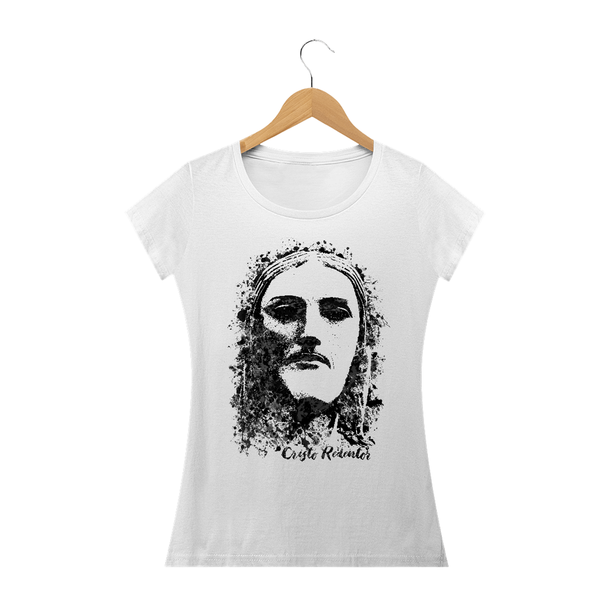 Nome do produto: Camiseta Feminina Cristo Redentor rosto graffiti