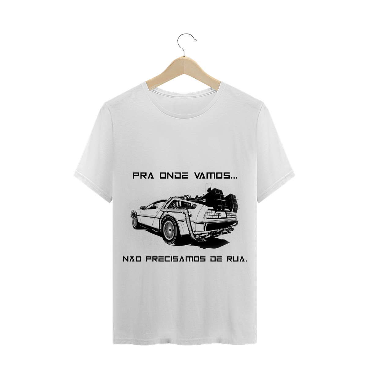 Nome do produto: Camiseta De Volta Para o Futuro DeLorean Branca