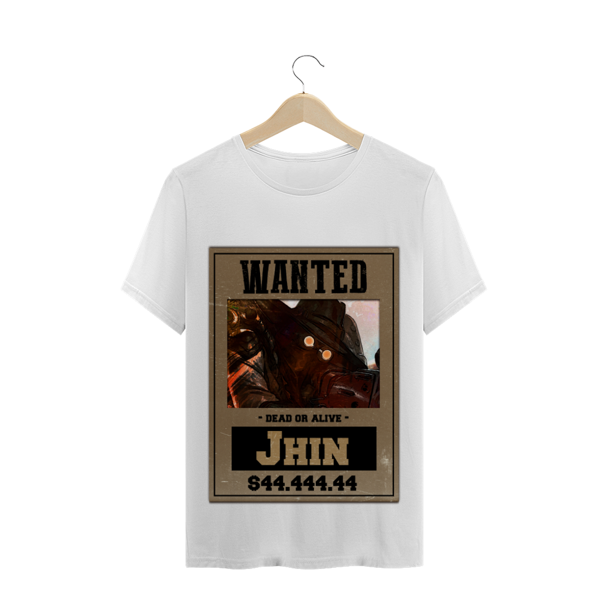 Nome do produto: Camiseta Jhin LoL Wanted 4 Cores