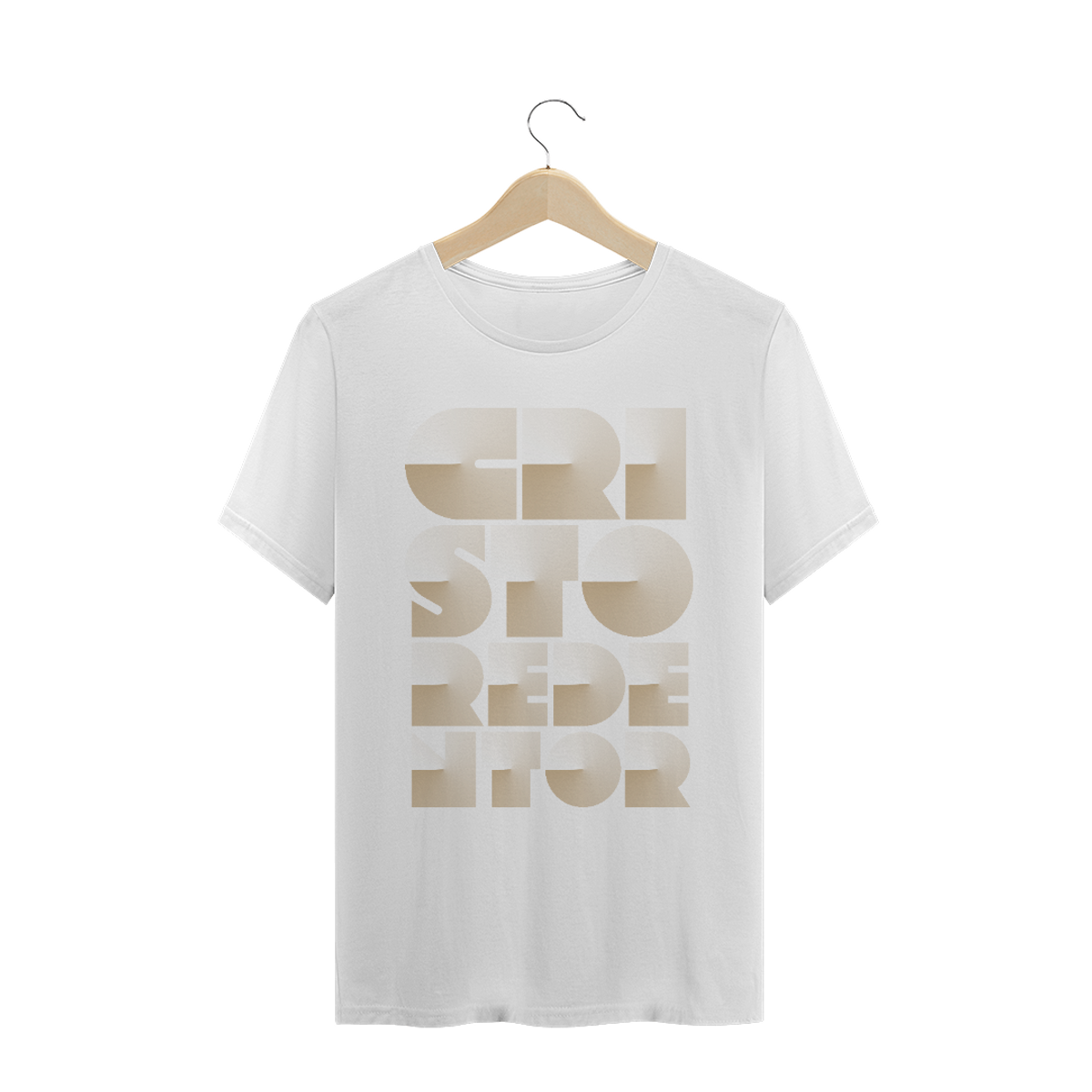 Nome do produto: Camiseta Masculina Cristo Redentor radial dourado