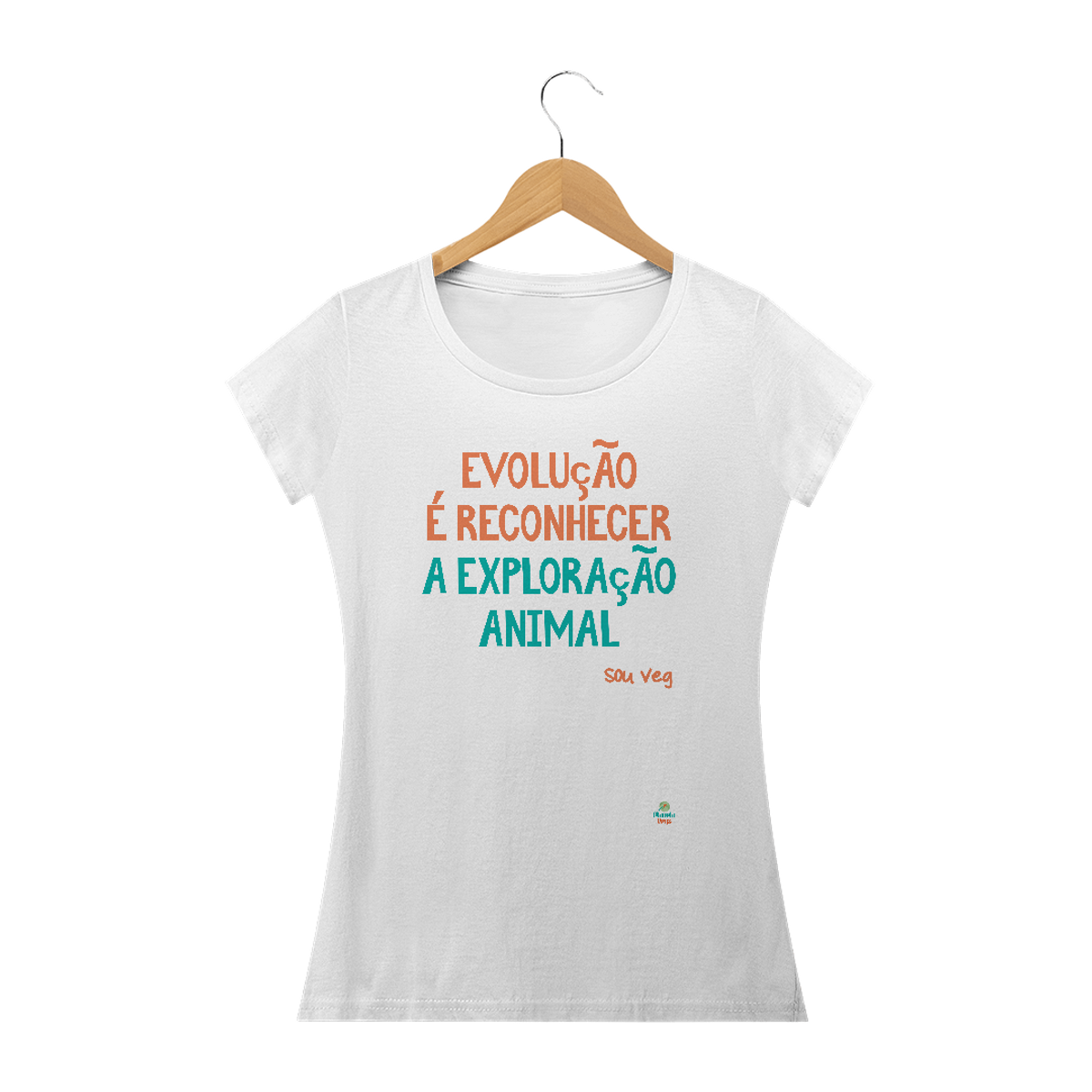 Nome do produto: Camiseta Baby Long - Evolução - Coleção Sou Veg. 