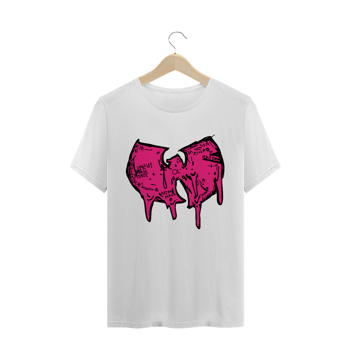 Nome do produto: Camiseta de Malha Quality Wu Tang Clan Logo Draw Grafite Rosa Pink
