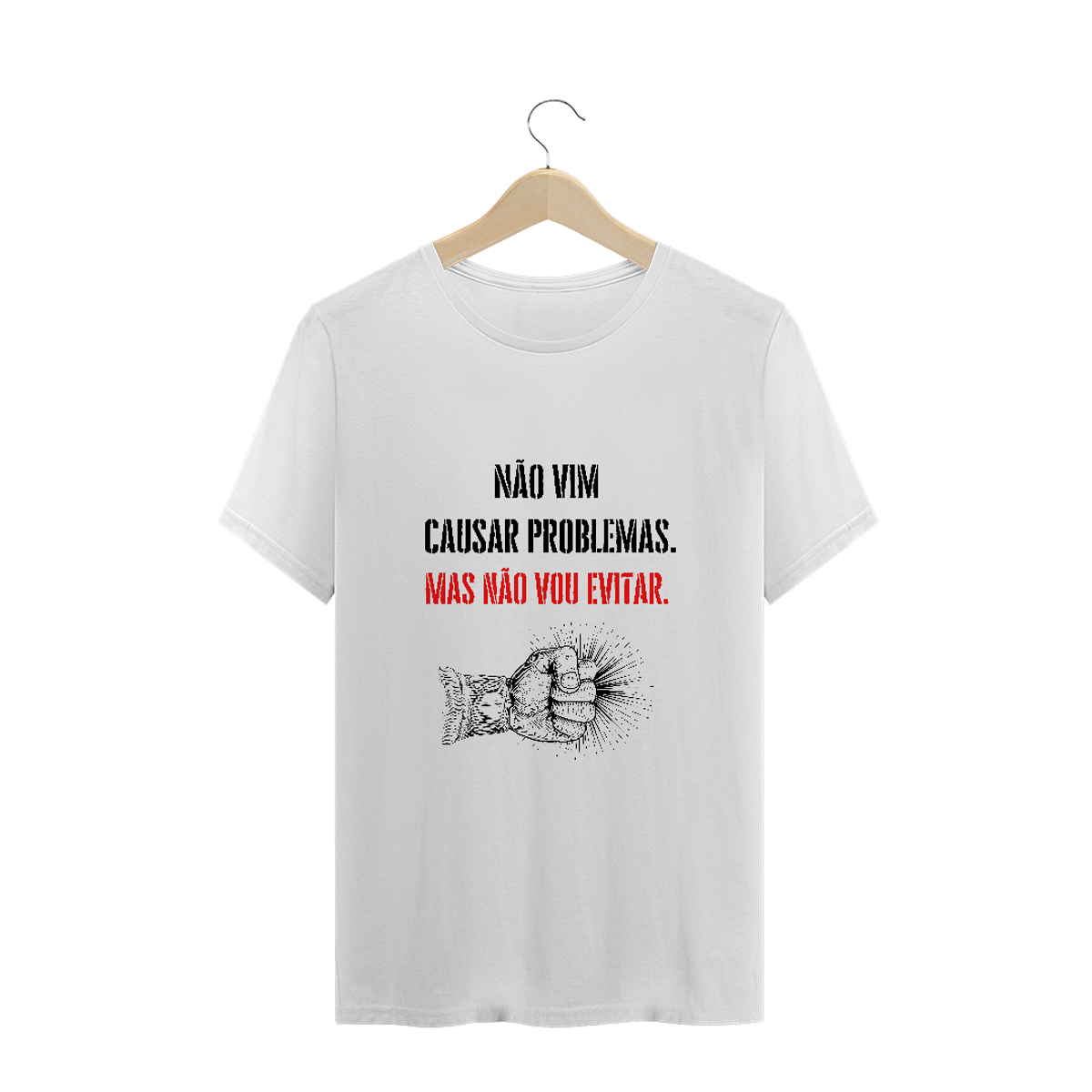 Nome do produto: Camiseta Plus Size - Não vou evitar - Cor Branca