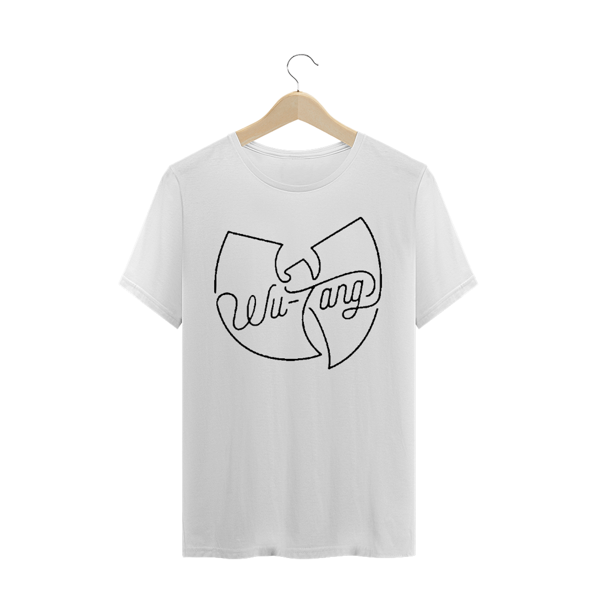 Nome do produto: Camiseta de Malha Quality Wu Tang Clan Logo linha Traço Preto