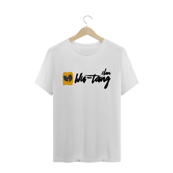 Camiseta de Malha Quality Wu Tang Clan Assinatura Grafite Preto-Amarelo