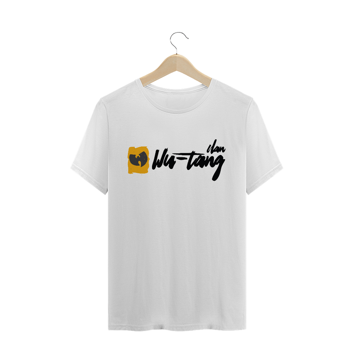 Nome do produto: Camiseta de Malha Quality Wu Tang Clan Assinatura Grafite Preto-Amarelo