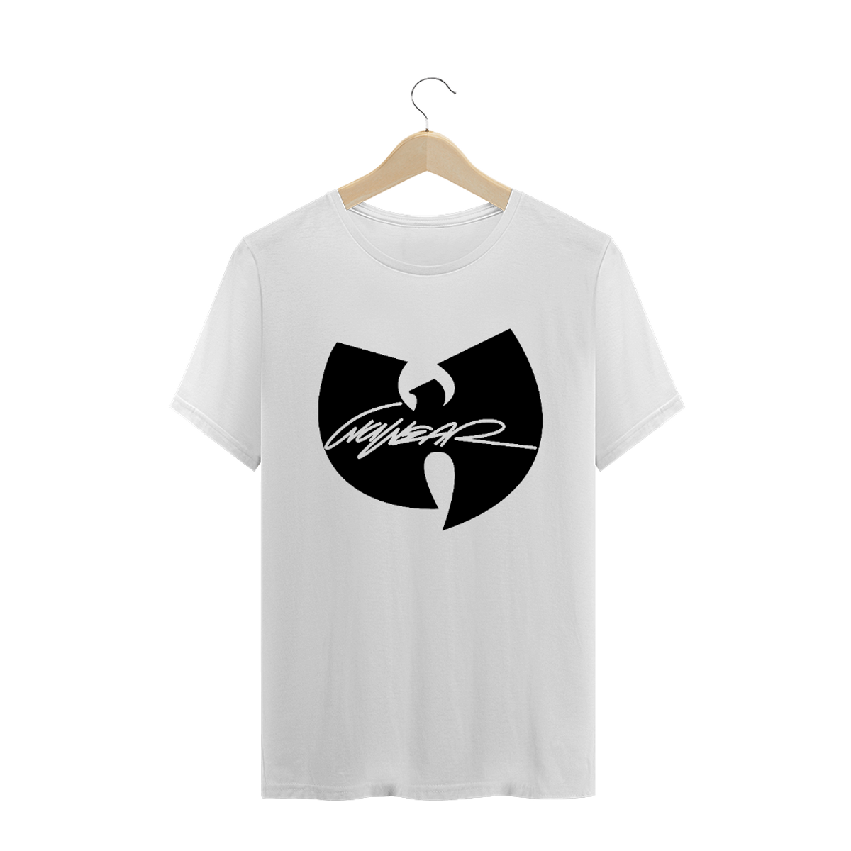 Nome do produto: Camiseta de Malha Wu Tang Clan Hip Hop PLUS SIZE Logo WuWear Preto