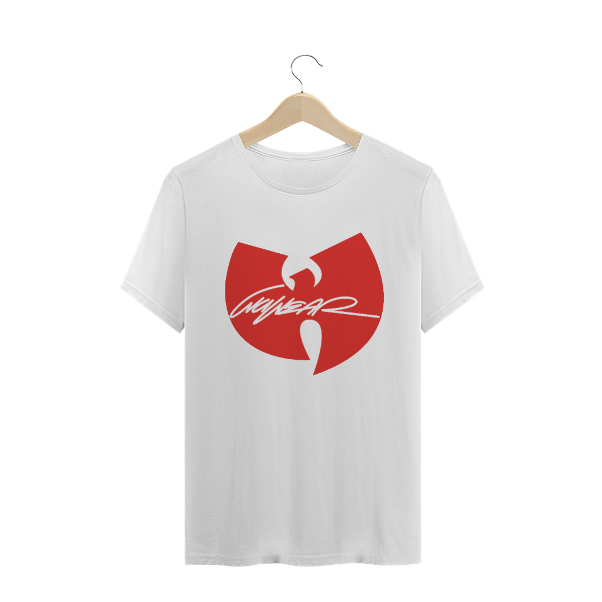 Nome do produto: Camiseta de Malha Wu Tang Clan Hip Hop PLUS SIZE Logo WuWear Vermelho