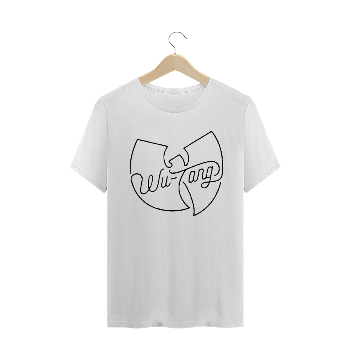 Nome do produto: Camiseta de Malha Wu Tang Clan Hip Hop PLUS SIZE Logo Traço Preto