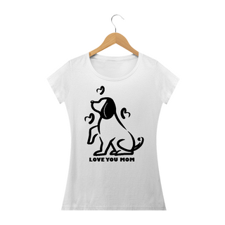 Camiseta Baby Long Quality Estampa Cachorro - Frase Love You Mom