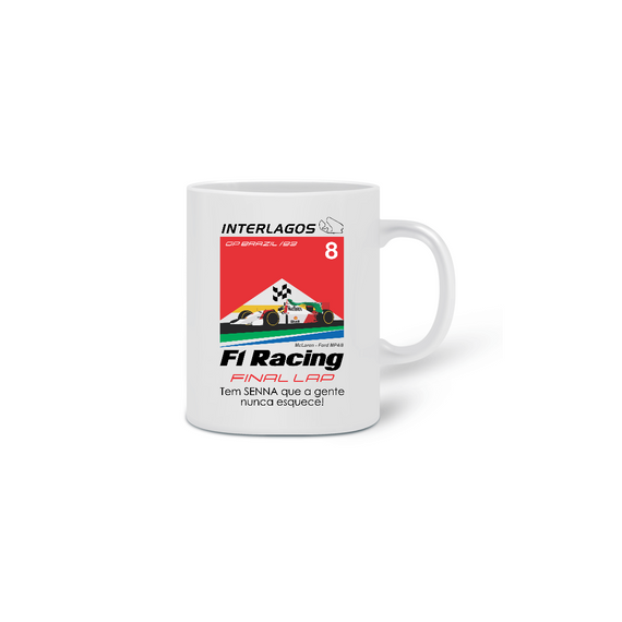 Caneca cerâmica 320 ml Quick Racing | Volta final em interlagos 1993