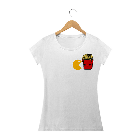 Camiseta Baby Long Quality Estampa PAC-MAN com Fritas