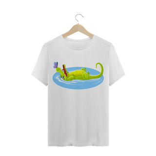 Camiseta Quality Masculina Estampa Jacaré Relaxando na Água