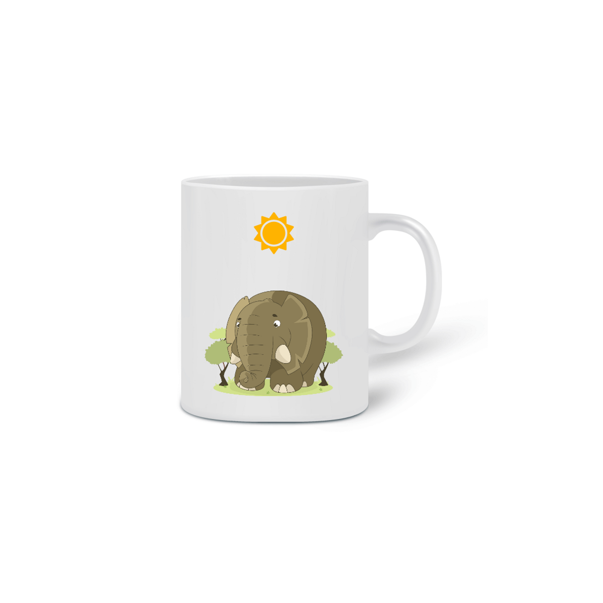 Nome do produto: Caneca Cerâmica Estampa Desenho Infantil Elefante