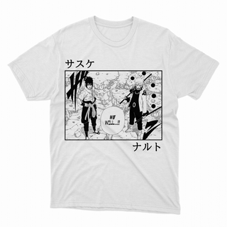 Camiseta Branca Sasuke e Naruto