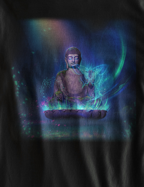 Camiseta Buda e as cores da Iluminação