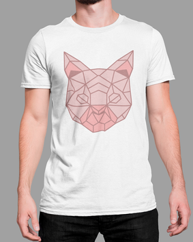 Camiseta Gato Rosa Geométrico
