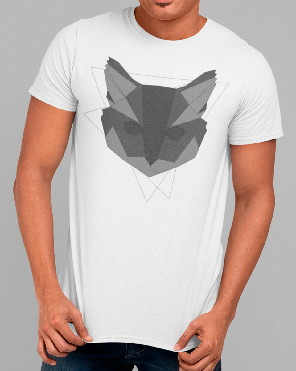 Nome do produtoCamiseta Gato Cinza Geométrico