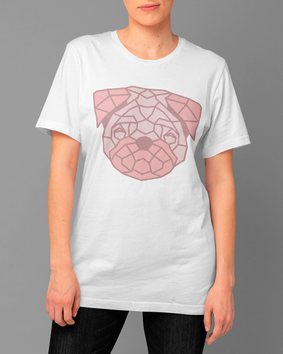 Camiseta Cachorro Rosa Geométrico