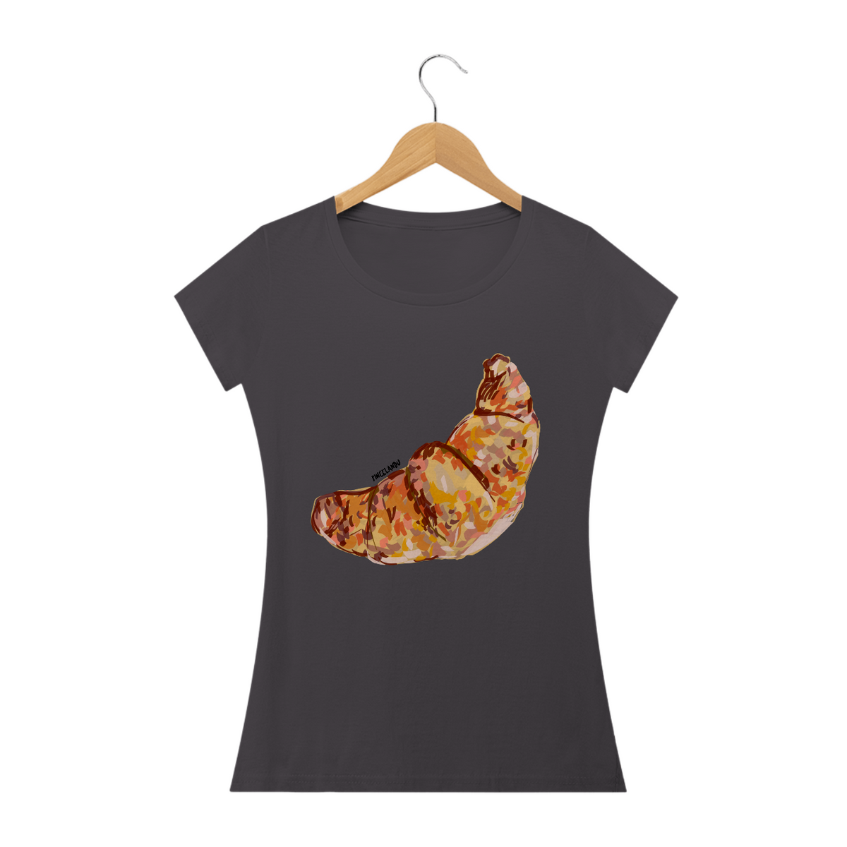 Nome do produtoCamiseta estonada baby long feminina Croissant Pincelandu