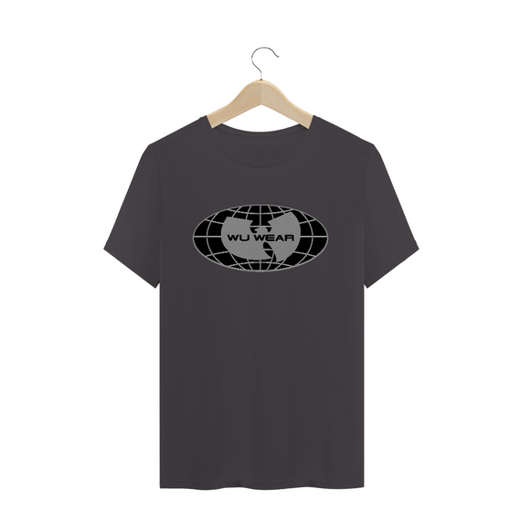 Camiseta de Malha ESTONADA Pré-Lavada Wu Tang Clan Globo 3D Chumbo