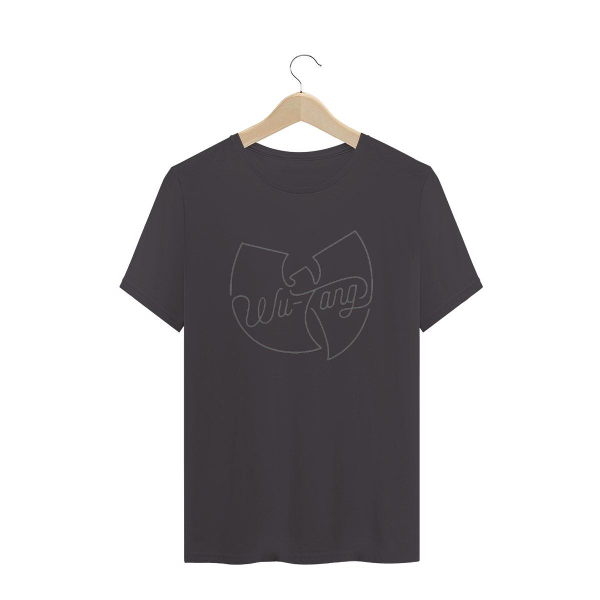 Nome do produto: Camiseta de Malha ESTONADA Pré-Lavada Wu Tang Clan Logo Assinatura Chumbo