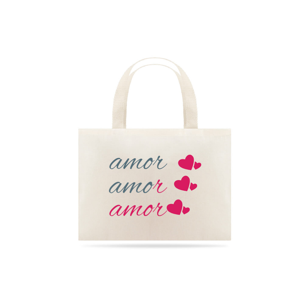 Nome do produto: Eco Bag Grande Estampa Frase - Amor Amor Amor