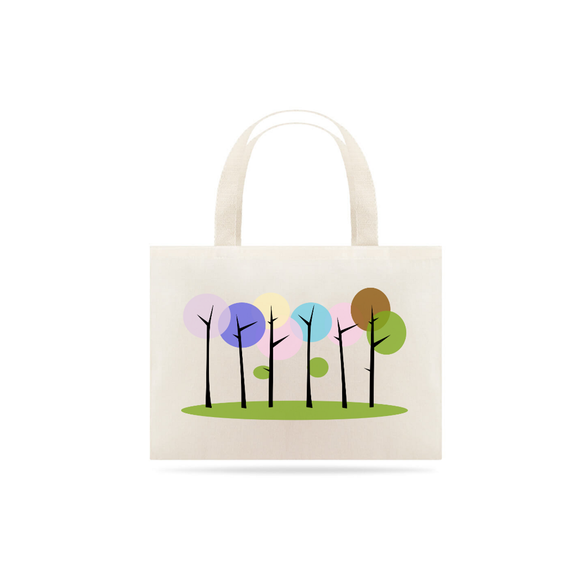 Nome do produto: Bolsa Eco Bag Grande Estampa Desenho Árvores Coloridas
