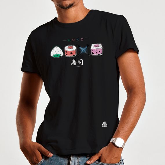 Camiseta Play Sushi preta