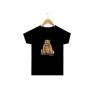 T-shirt infatil preta arte urso Pincelandu