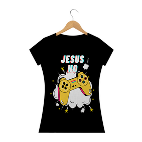 Camiseta feminina Long Jesus no controle
