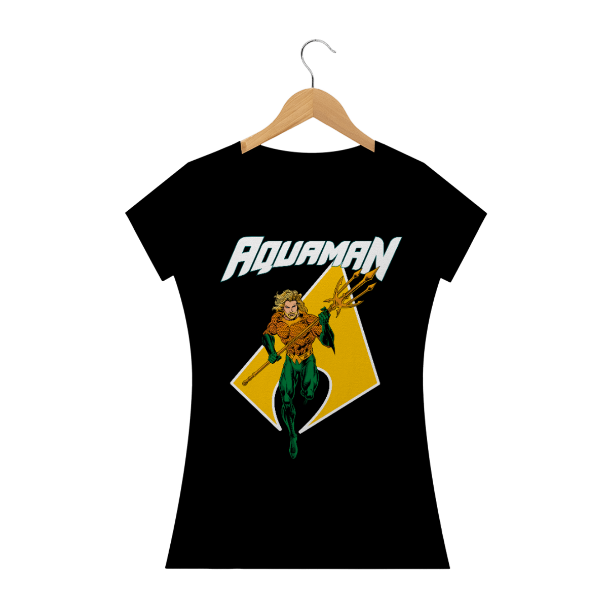 Nome do produto: Camiseta Baby Look Rei dos Mares Aquaman - Heróis