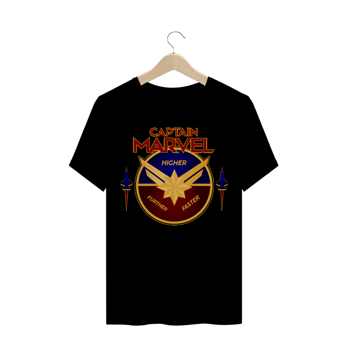 Nome do produto: Camiseta Higher, Further and Faster Cap Marvel - Heróis