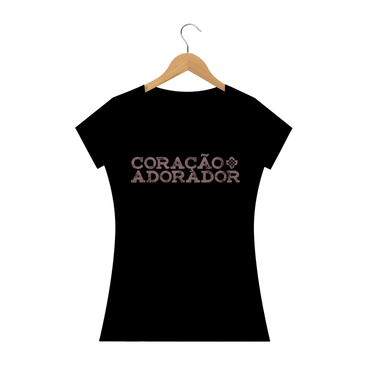 Nome do produto: Camiseta Feminina Coração Adorador