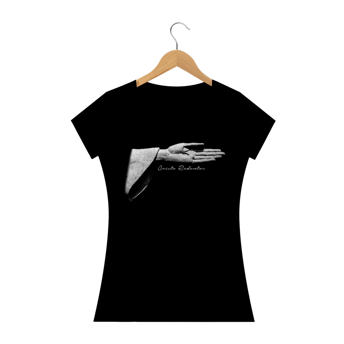 Nome do produto: Camiseta Feminina Cristo Redentor braço