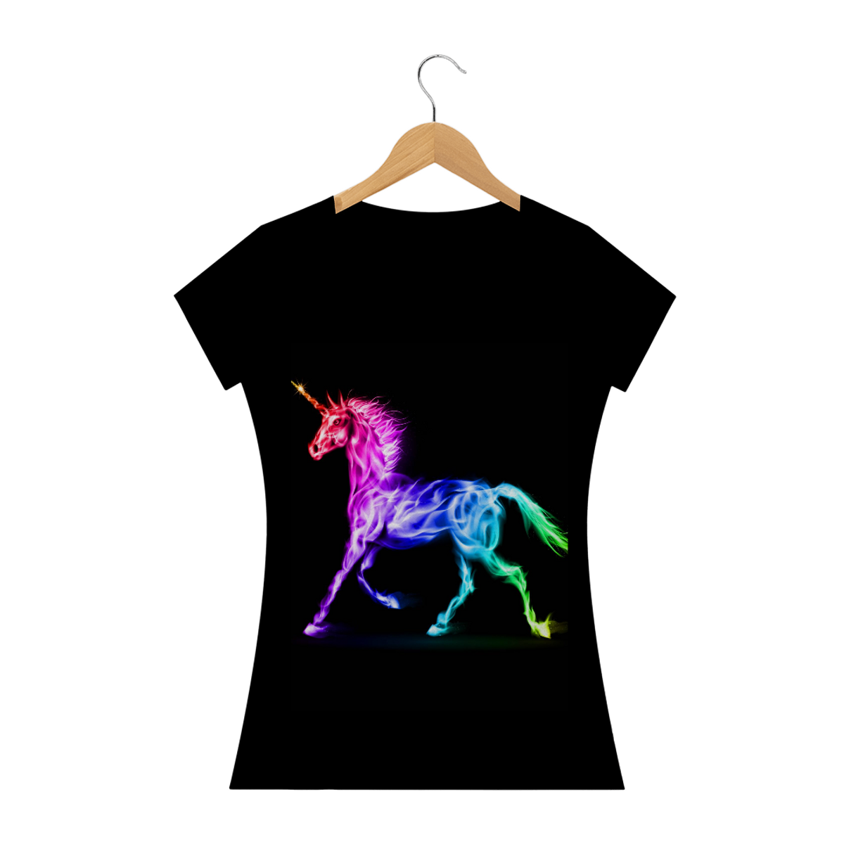 Nome do produto: camiseta feminina unicórnio neon